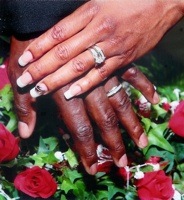Bride and Groom hands and wedding rings